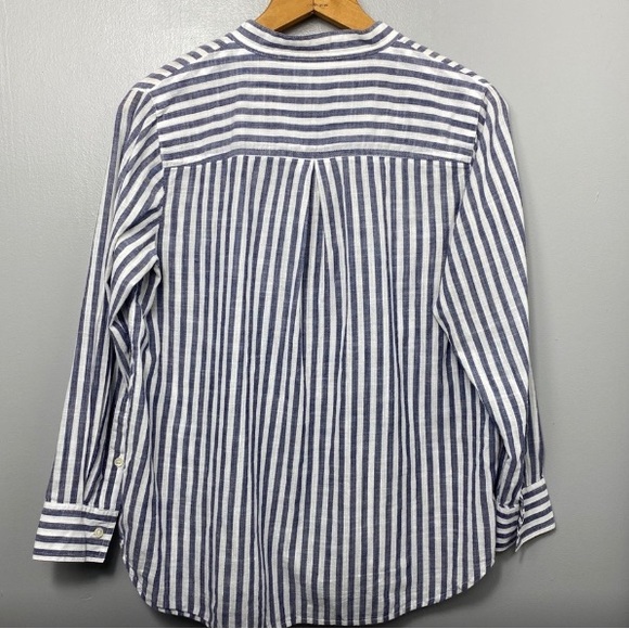 MADEWELL Blue Striped Terrace Lace Up Top - Picture 4 of 6